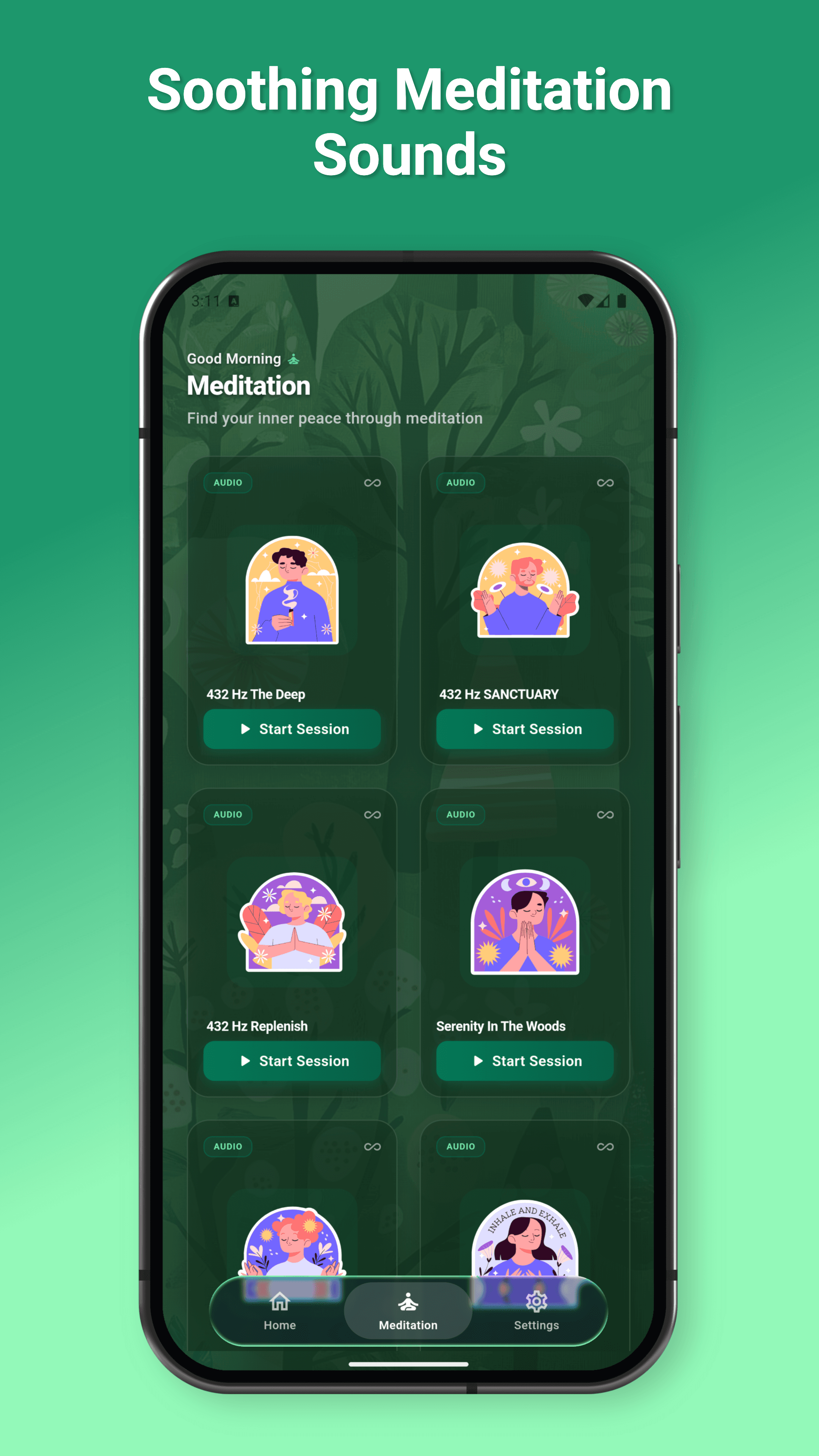 Nature Unlock meditation sounds library with guided sessions